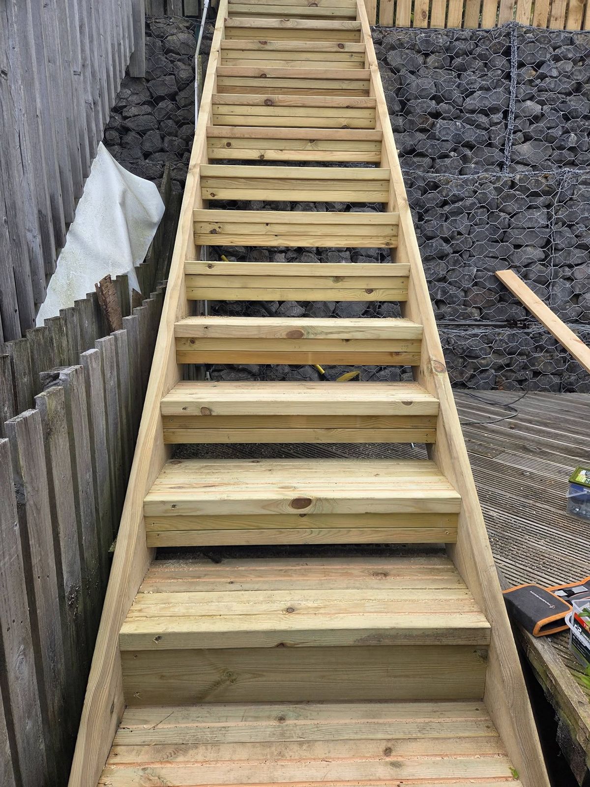 Looking up the new timber steps