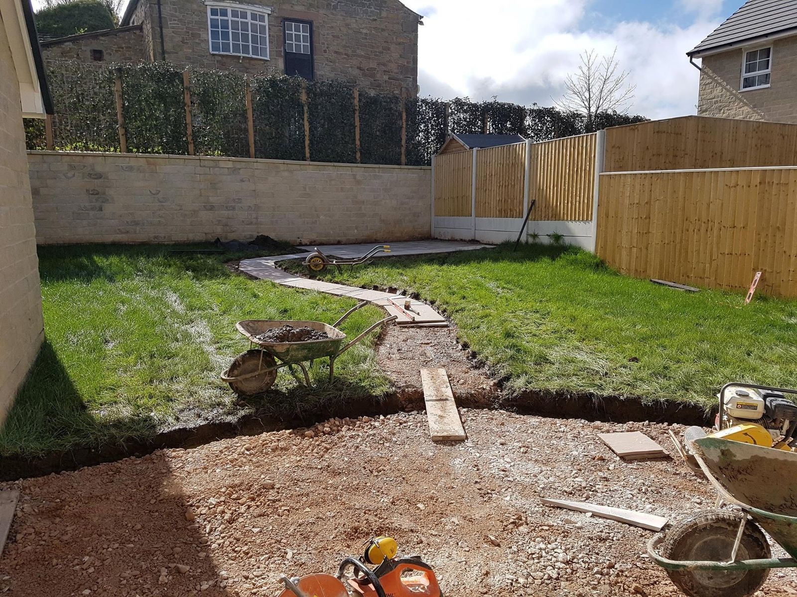 Back garden with the ground dug out and prepared